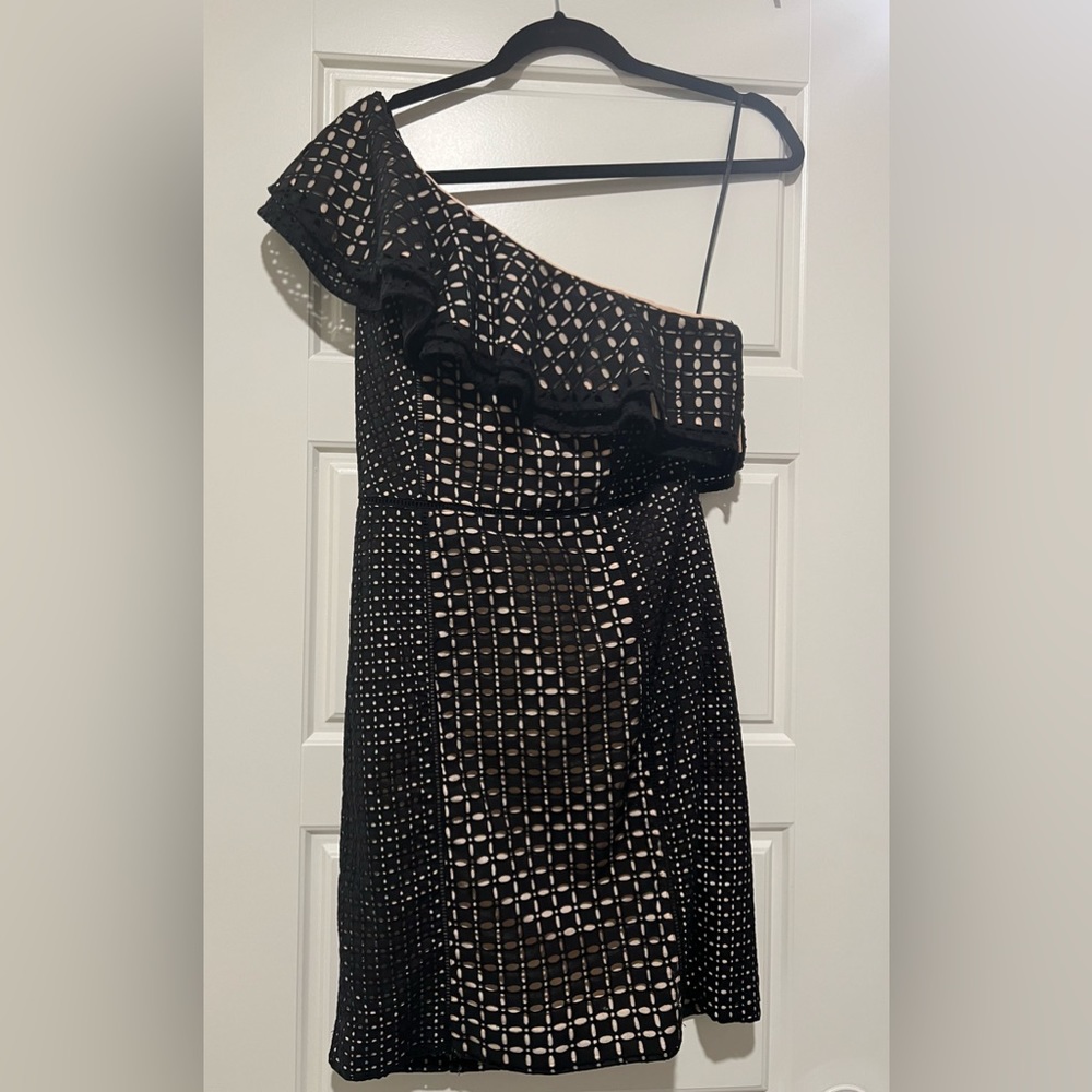NEW J. crew black and tan eyelet dress